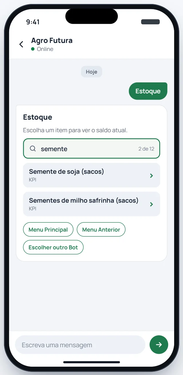 Menus sem limite, com busca